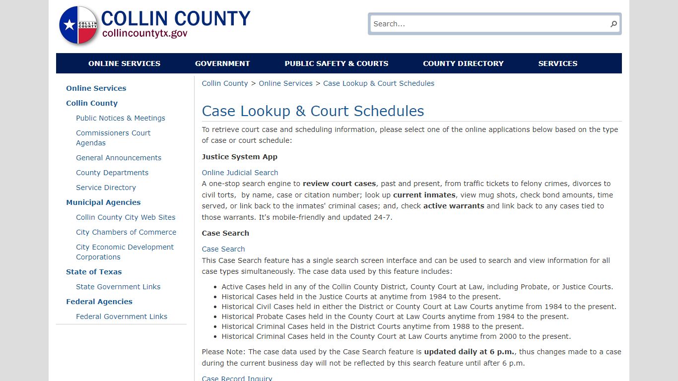 Case Lookup & Court Schedules - collincountytx.gov